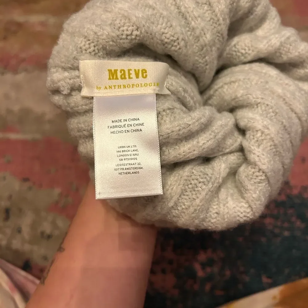 Anthropologie Maeve Soft Gray Knit Beanie